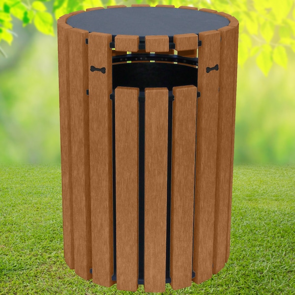 33 gal Round Outdoor Can, Black/Cedar